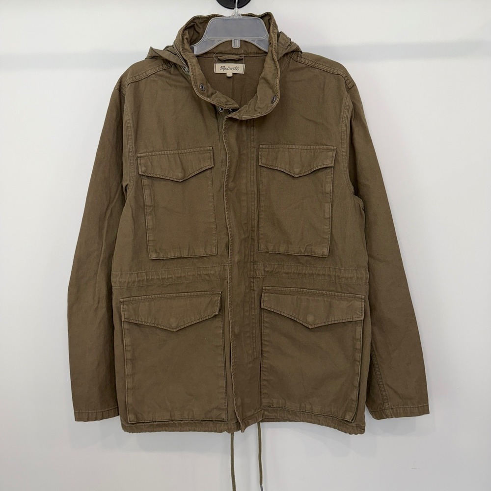 Madewell Mens Field Jacket Olive Hooded Utility Military Coat Medium
